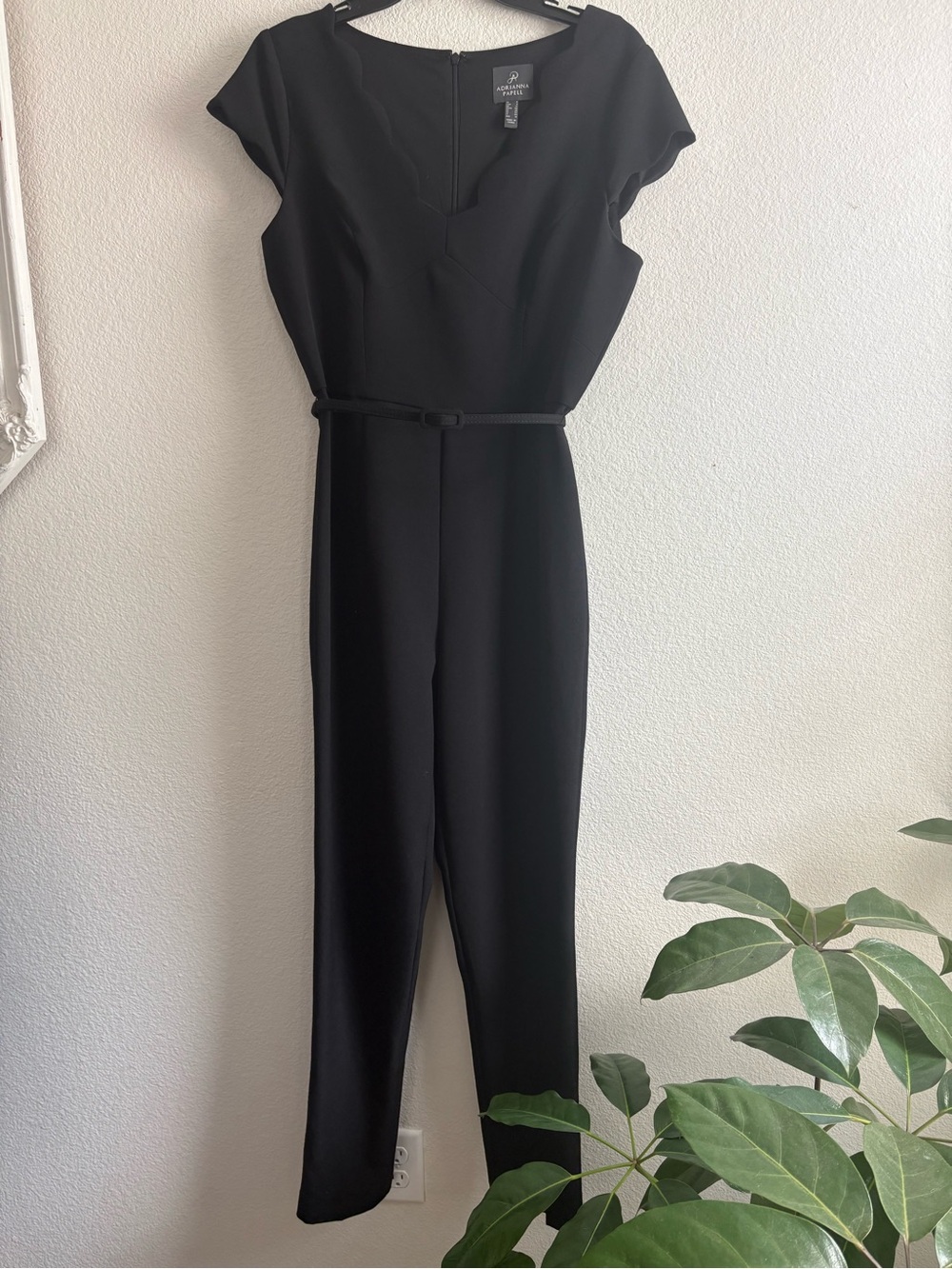 Adrianna Papell Black Cap-Sleeve Jumpsuit